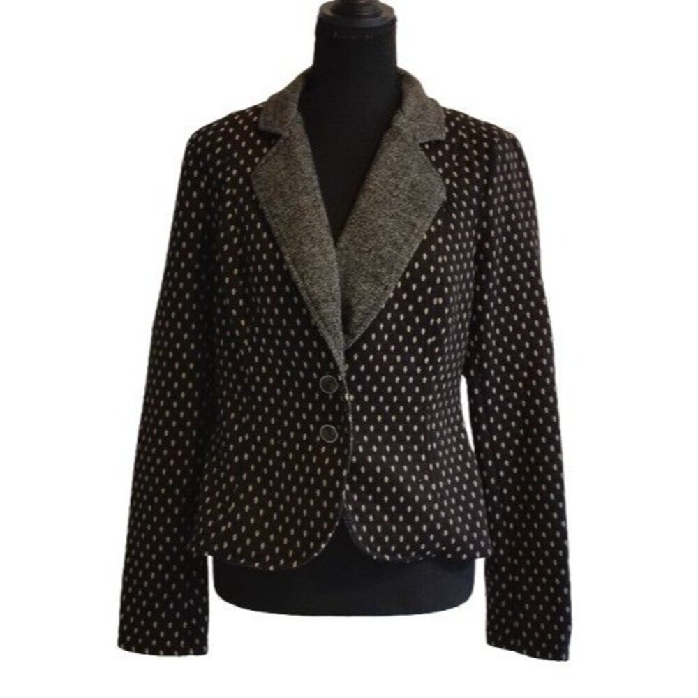 Free People Tweed Lapel Micro Dot Structured Blazer Jacket M  Dark Academia